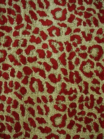 Cheeta Red chenille upholstery